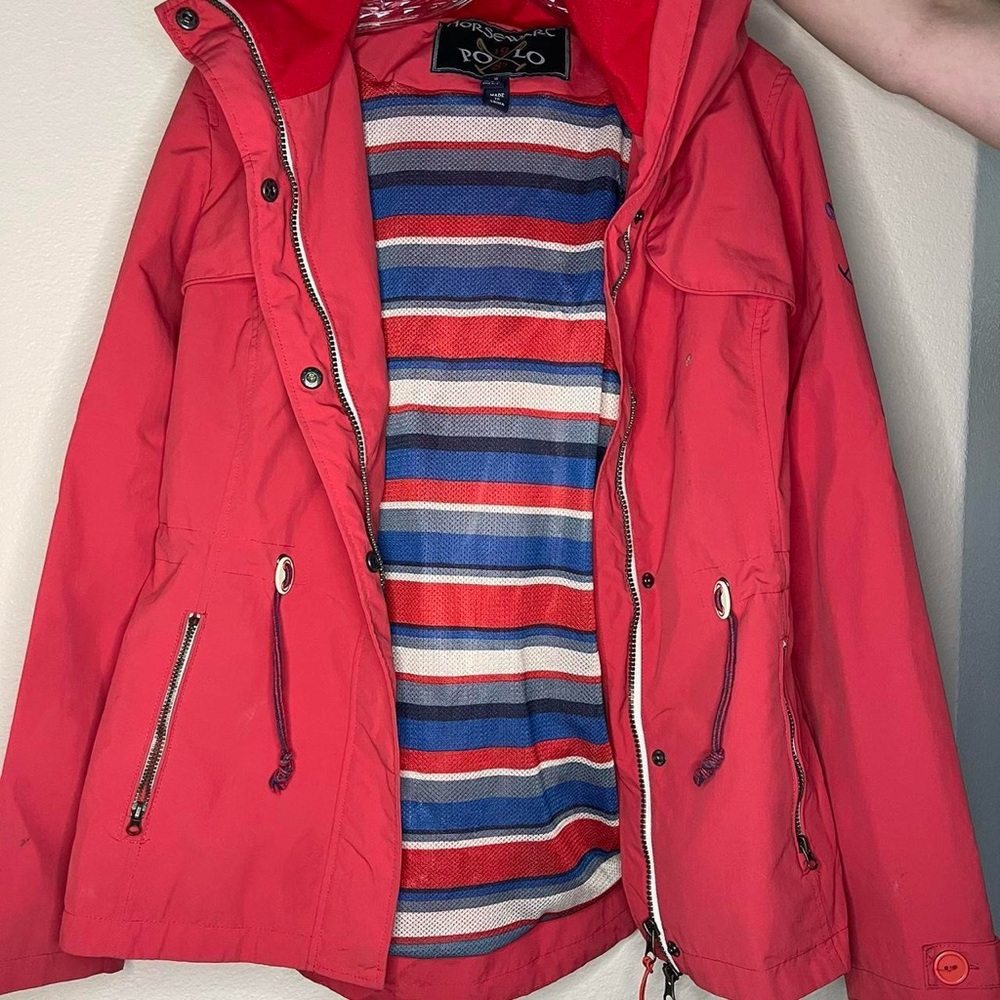 Pink Waterproof Hooded Jacket with Full-Length Zipper
